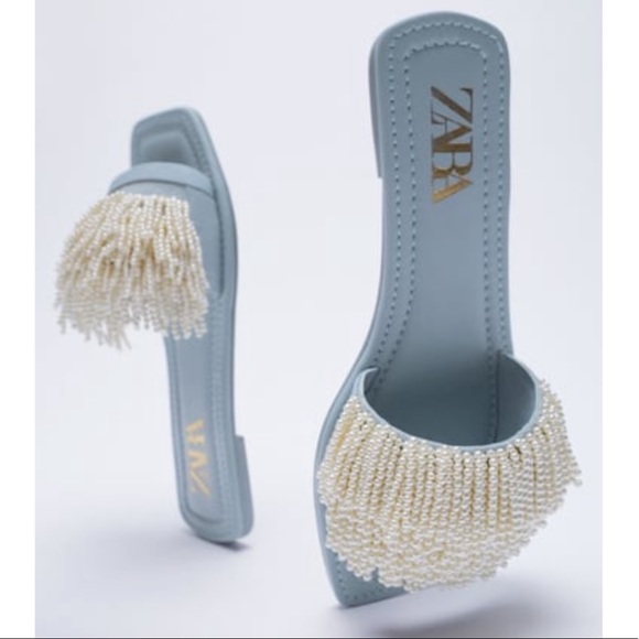 Zara Shoes - Zara Slide Sandals with Pearls SOLD OUT